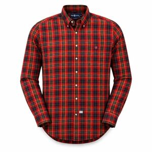 Ralph Lauren Polo Plaid Button Down Shirt Men Medium Red Tartan Shield Ivy Prep